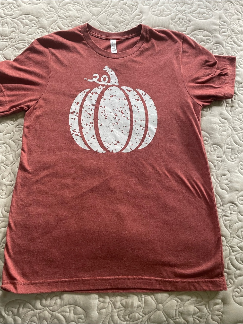 Womens Pumpkin Graphic Tee - Rust Red